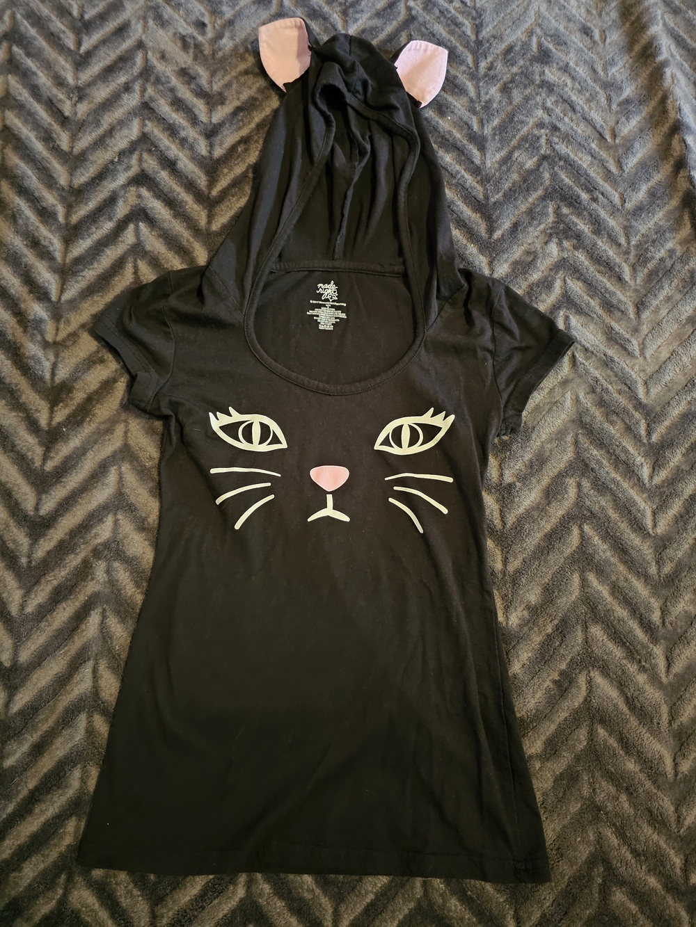 Made Right Black Cat Hooded Costume Tunic Dress w/ Ears Tail Women's Small